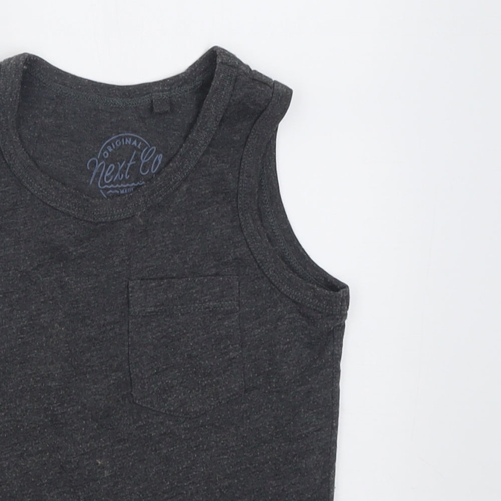 NEXT Boys Grey  Cotton Basic Tank Size 4 Years Crew Neck Pullover