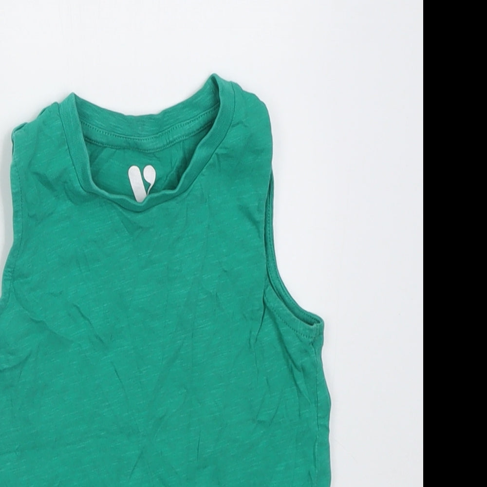 F&F Girls Green  Cotton Basic Tank Size 2-3 Years Crew Neck Pullover