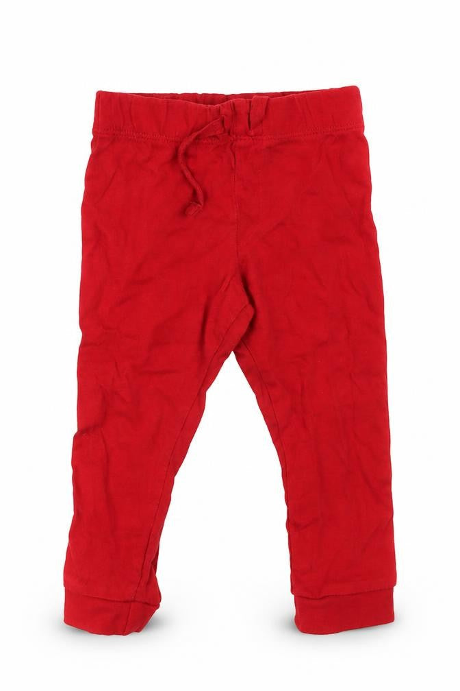 F&F Girls Red  Cotton Capri Trousers Size 9-12 Months  Tie