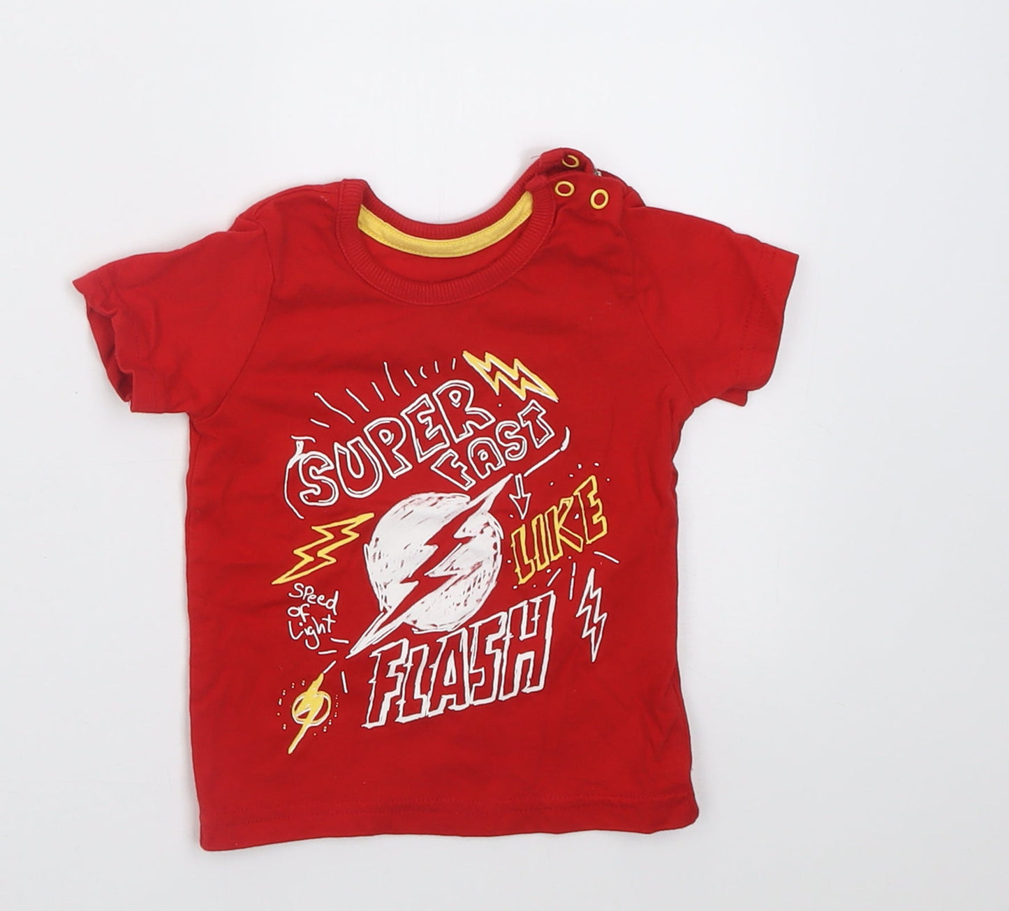 George Boys Red  Cotton Basic T-Shirt Size 6-9 Months Crew Neck Button - super fast