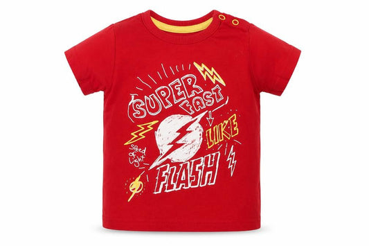 George Boys Red  Cotton Basic T-Shirt Size 6-9 Months Crew Neck Button - super fast