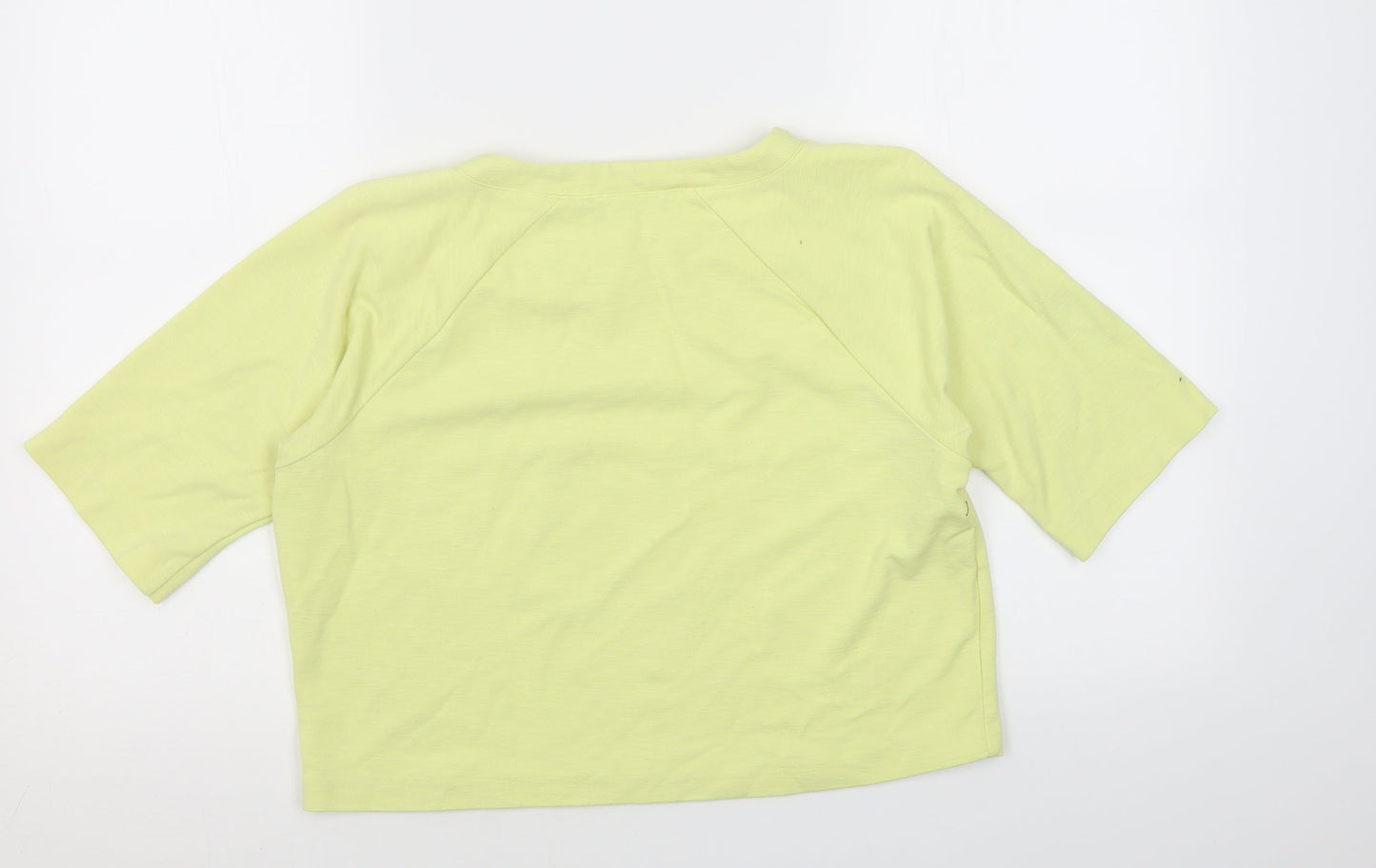 French Connection Womens Yellow  Viscose Cropped T-Shirt Size M Crew Neck