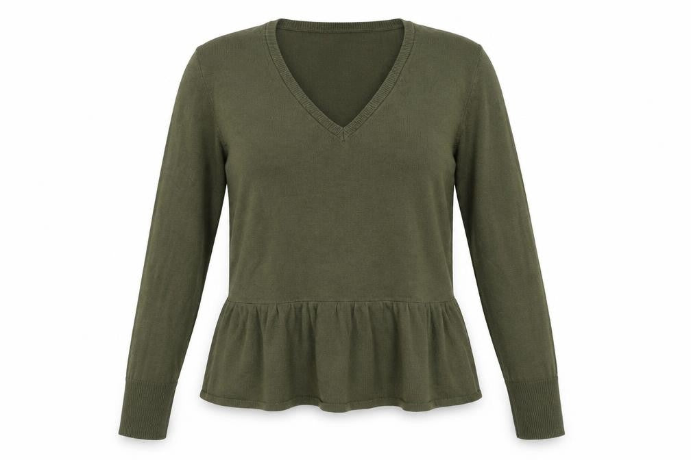 Marks & Spencer Womens Green V-Neck  Acrylic Pullover Jumper Size 14