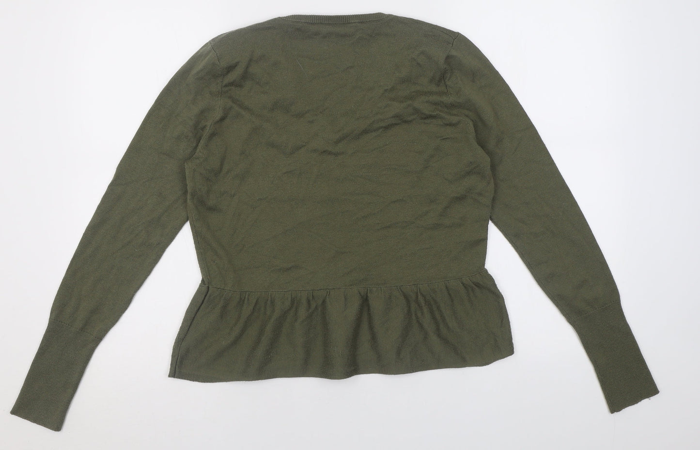Marks and Spencer Womens Green V-Neck  Acrylic Pullover Jumper Size 14
