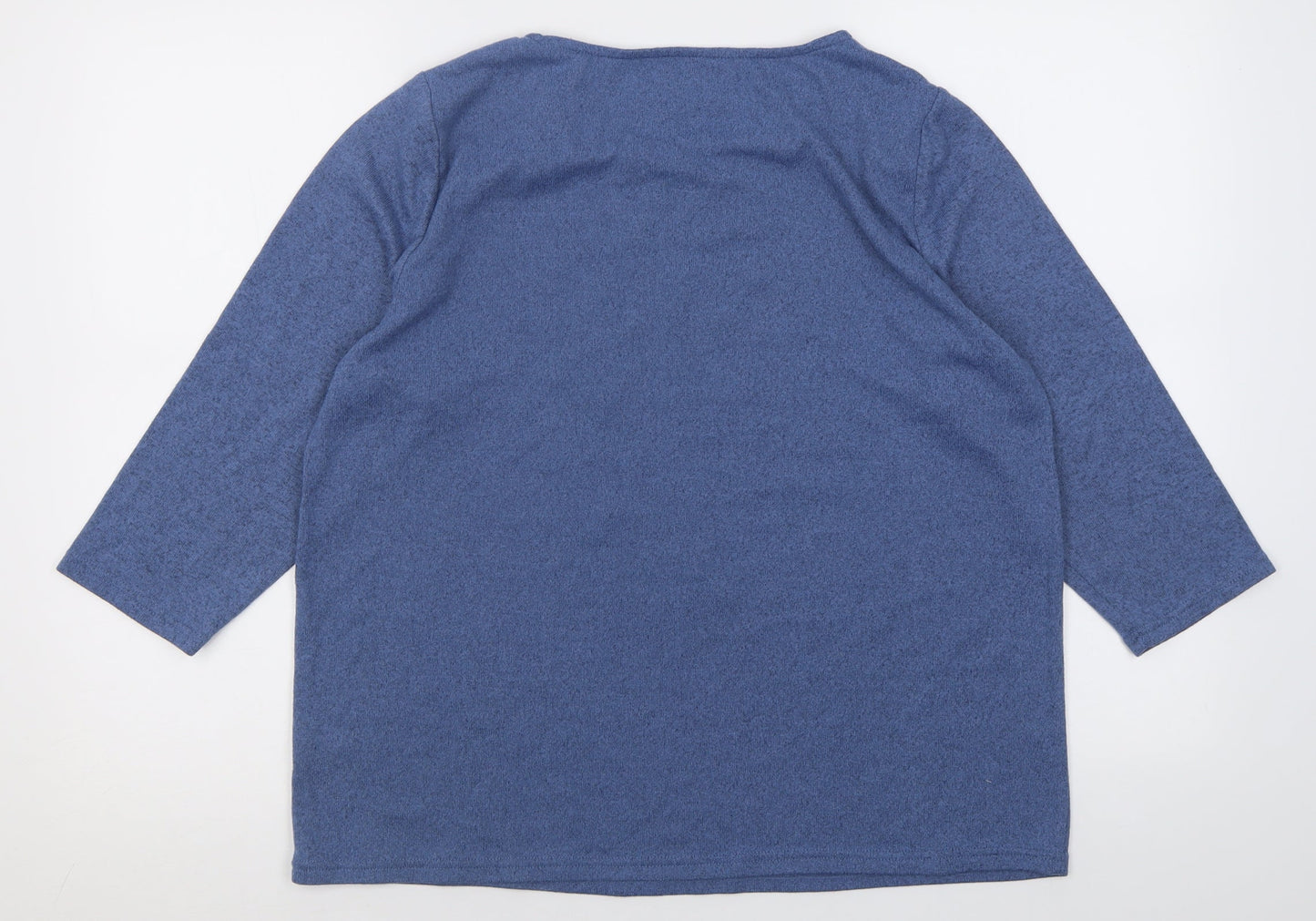 Bonmarché Womens Blue Crew Neck Floral Polyester Pullover Jumper Size 14