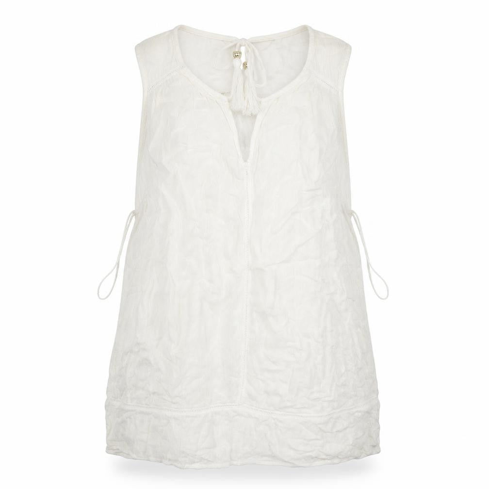 F&F Womens White  Viscose Basic Blouse Size 8 Round Neck