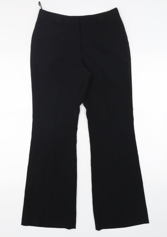 Marks and Spencer Womens Black  Polyester Trousers  Size 8 L29 in Regular Hook & Eye