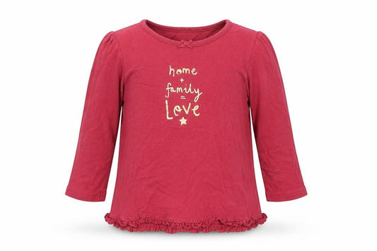 George Girls Red  Cotton Basic T-Shirt Size 18-24 Months Round Neck Pullover