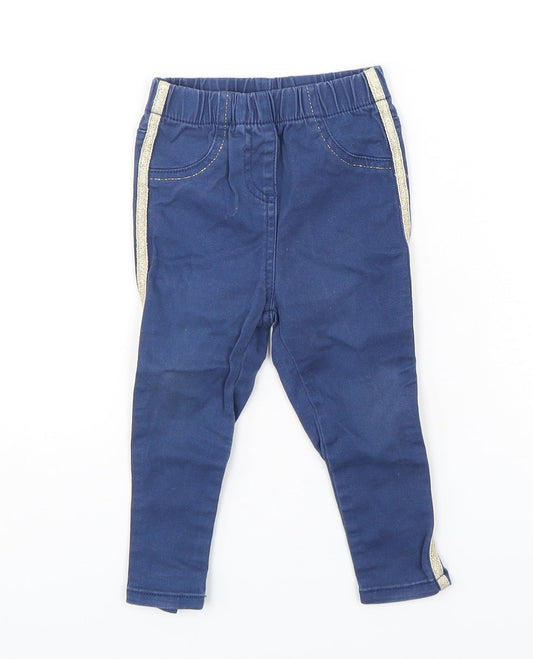 Matalan Girls Blue  Cotton Capri Jeans Size 12-18 Months