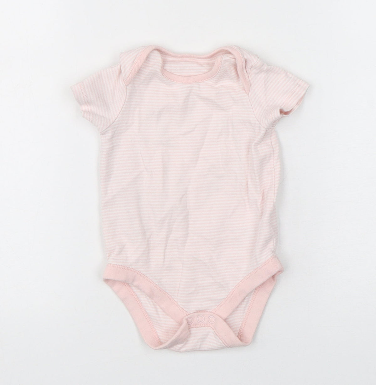 F&F Girls Pink Striped Cotton Leotard One-Piece Size 12-18 Months  Snap