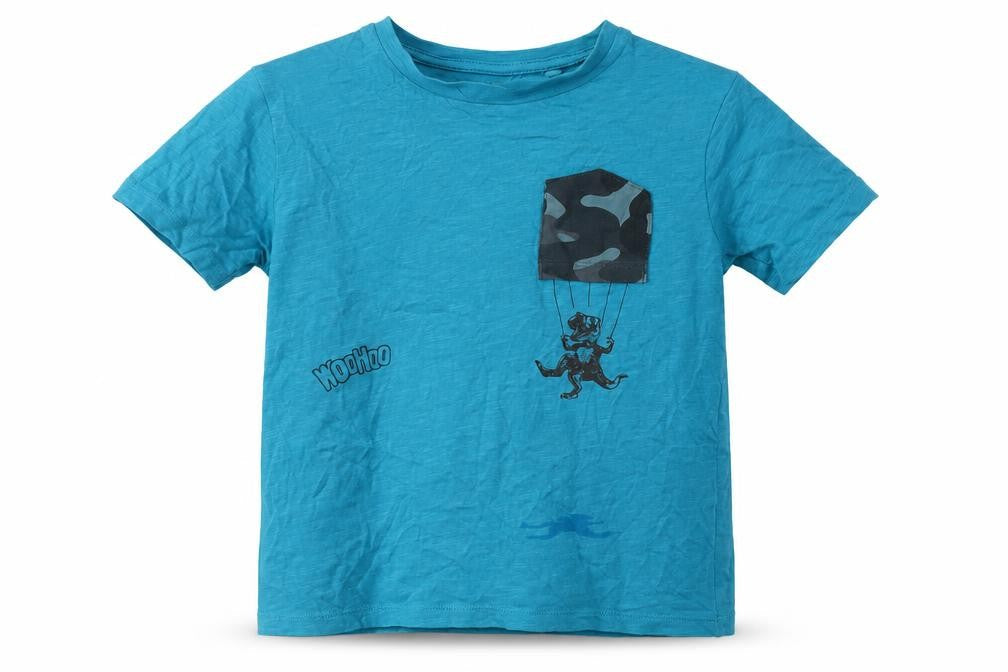 Next Boys Blue  Cotton Basic T-Shirt Size 5 Years Round Neck  - Dinosaur Woohoo