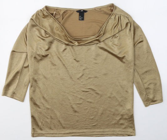 H&M Womens Gold  Polyester Basic Blouse Size S Scoop Neck