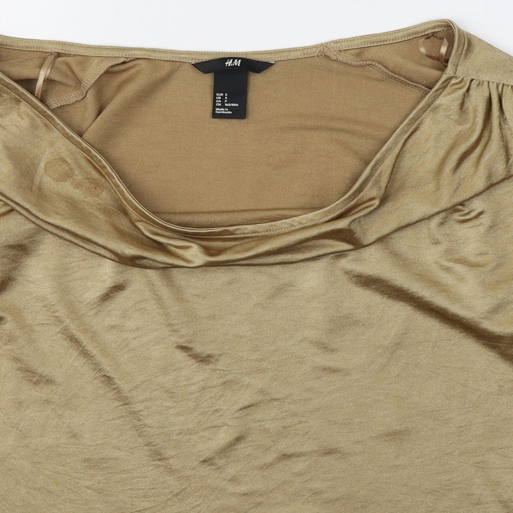 H&M Womens Gold  Polyester Basic Blouse Size S Scoop Neck