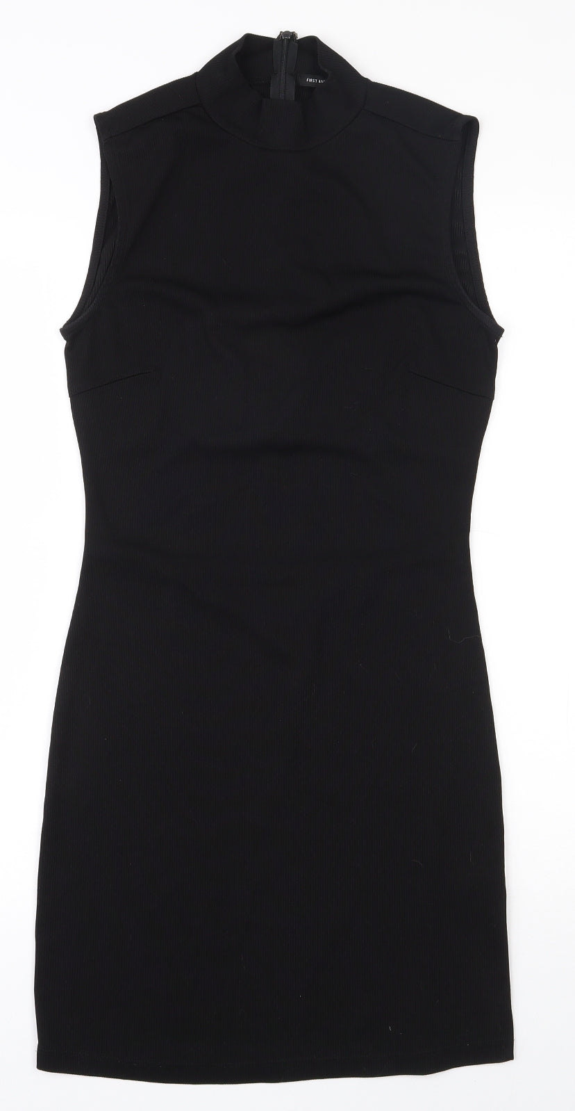 First and i Womens Black  Polyester Bodycon  Size M  Mock Neck Zip