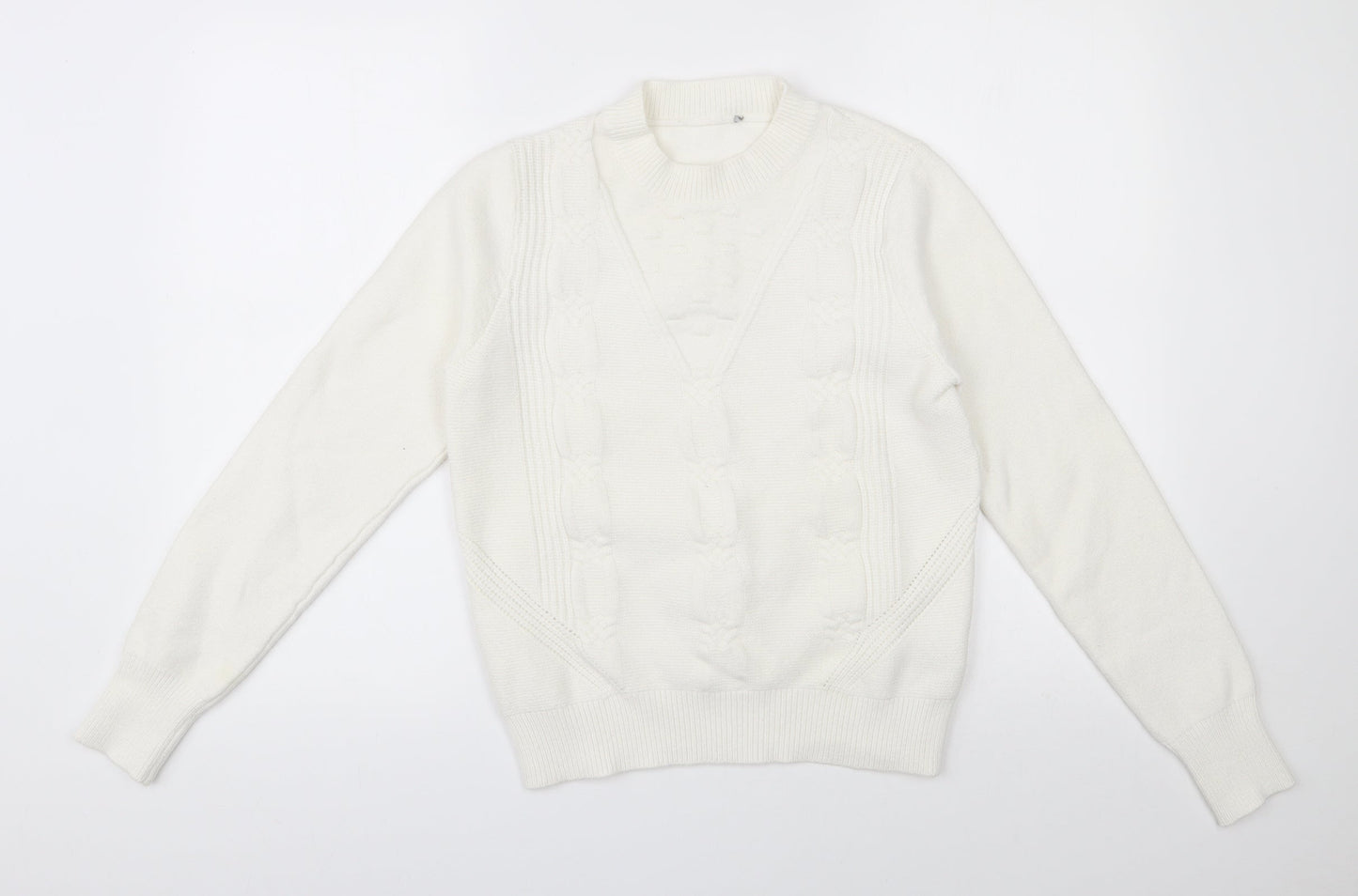 Oasis Womens Ivory Round Neck  Viscose Pullover Jumper Size M