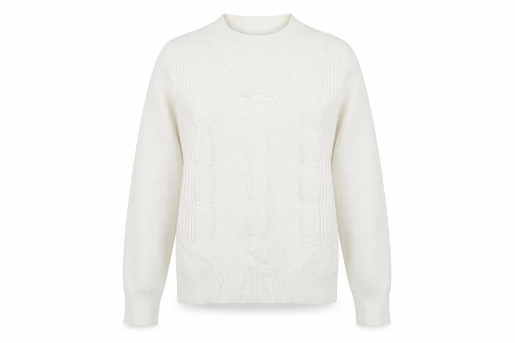 Oasis Womens Ivory Round Neck  Viscose Pullover Jumper Size M