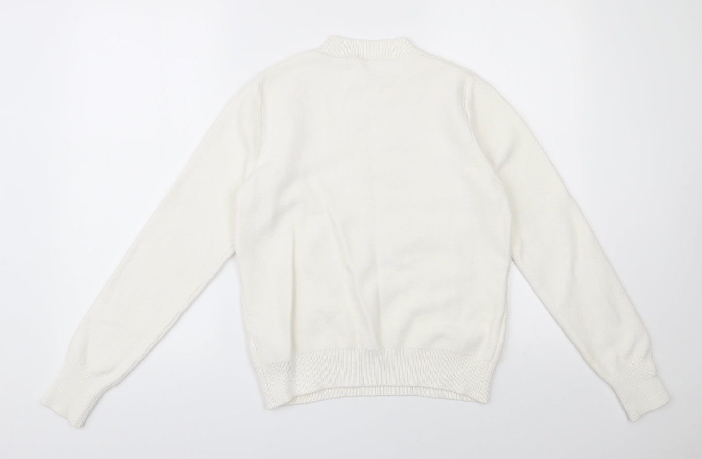 Oasis Womens Ivory Round Neck  Viscose Pullover Jumper Size M