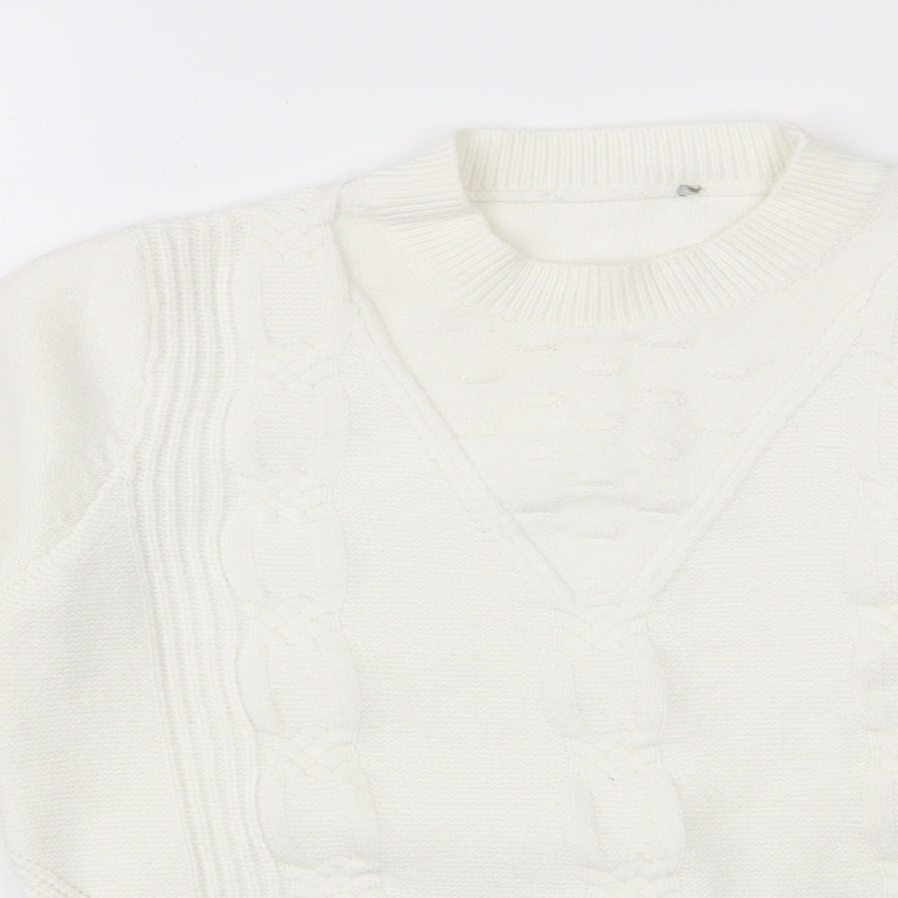 Oasis Womens Ivory Round Neck  Viscose Pullover Jumper Size M