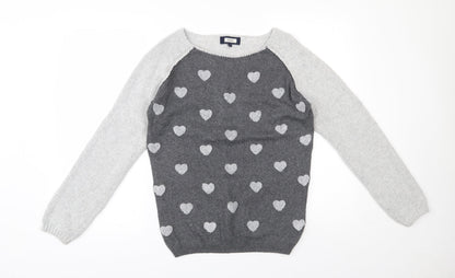 Next Womens Grey Boat Neck  Cotton Pullover Jumper Size 10