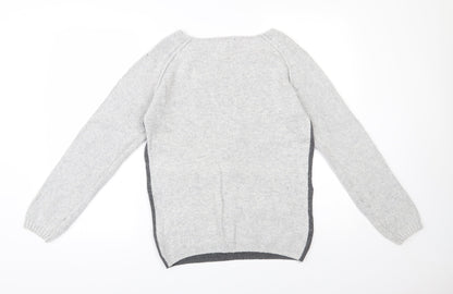 Next Womens Grey Boat Neck  Cotton Pullover Jumper Size 10