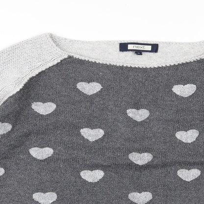 Next Womens Grey Boat Neck  Cotton Pullover Jumper Size 10