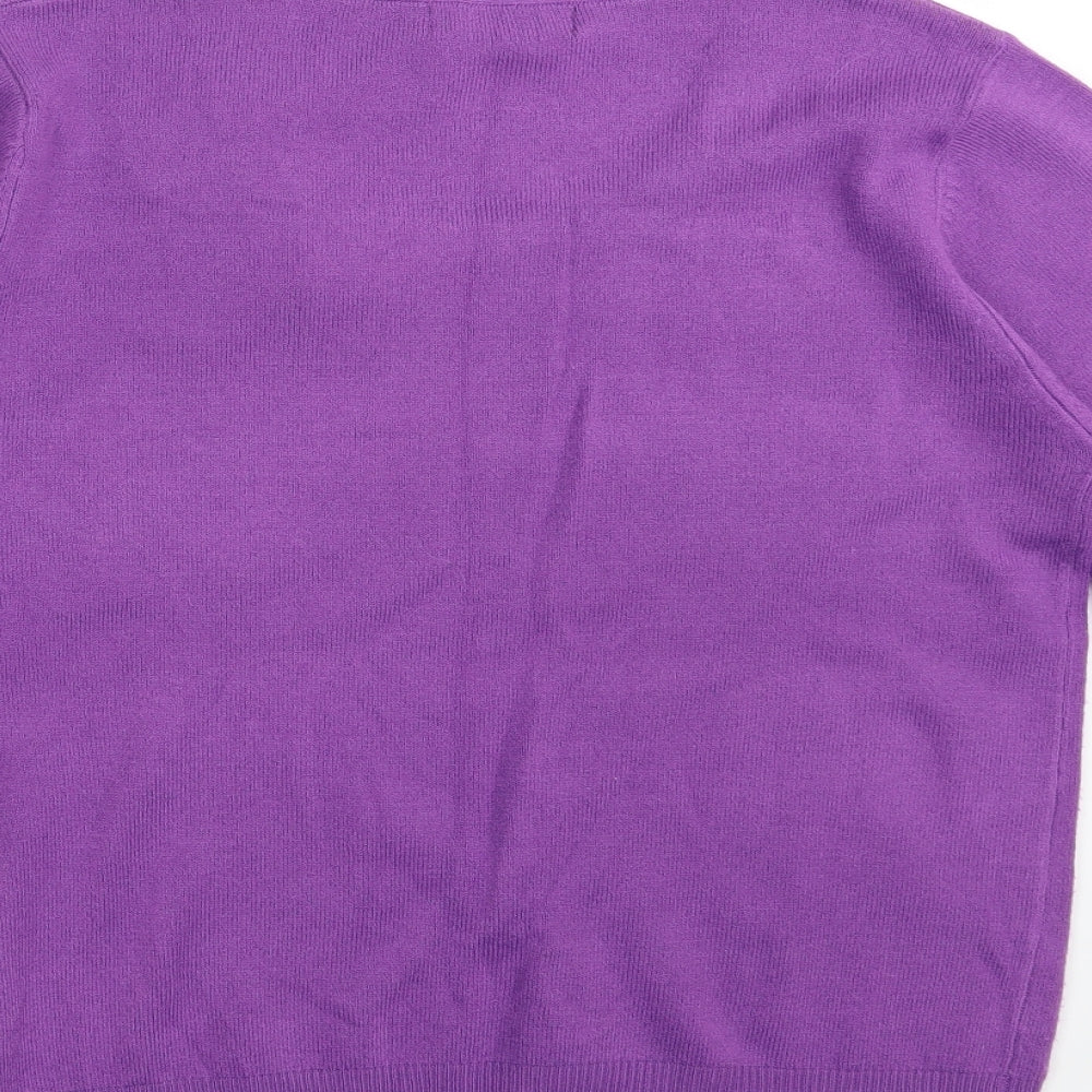 Ellie Louise  Womens Purple Round Neck  Acrylic Pullover Jumper Size M   - Bow Tie
