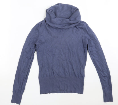 F&F Womens Blue High Neck  Viscose Pullover Jumper Size 8