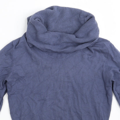 F&F Womens Blue High Neck  Viscose Pullover Jumper Size 8
