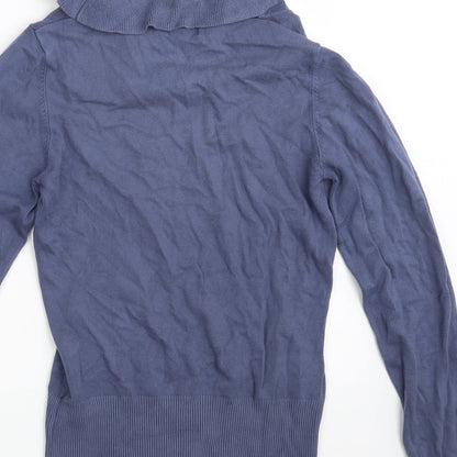 F&F Womens Blue High Neck  Viscose Pullover Jumper Size 8