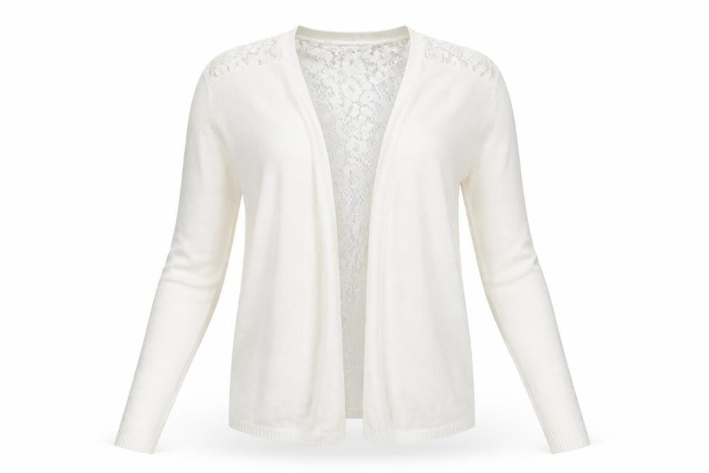 Primark Womens Ivory V-Neck Floral Cotton Cardigan Jumper Size 6   - Size 6-8