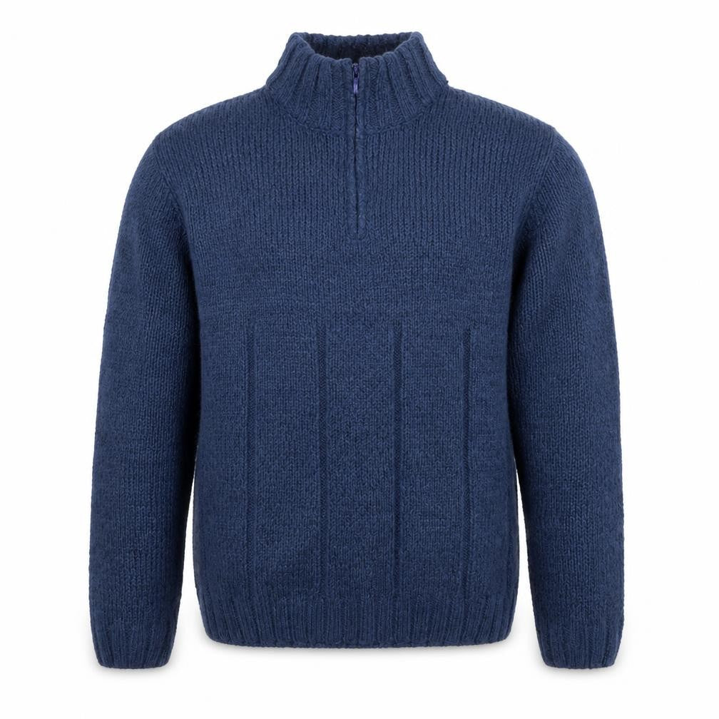 Easy Mens Blue Collared  Acrylic Pullover Jumper Size L