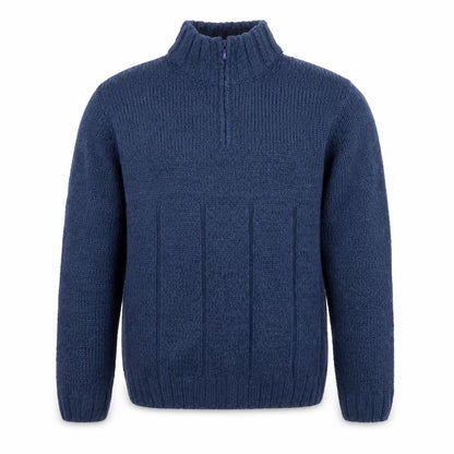 Easy Mens Blue Collared  Acrylic Pullover Jumper Size L