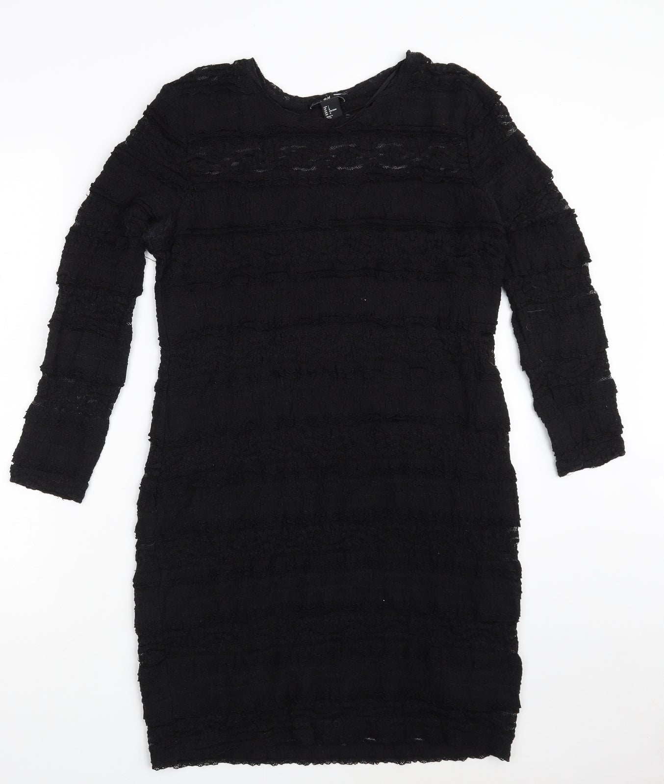 H&M Womens Black  Polyamide A-Line  Size L  Round Neck