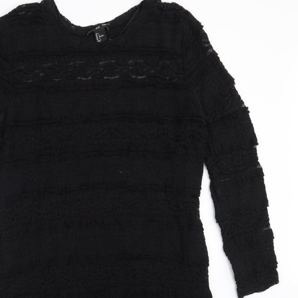H&M Womens Black  Polyamide A-Line  Size L  Round Neck