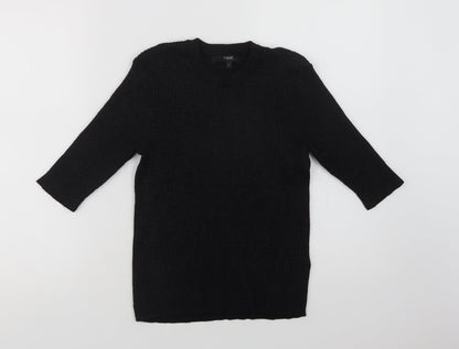 Next Womens Black Crew Neck  Viscose Pullover Jumper Size 8