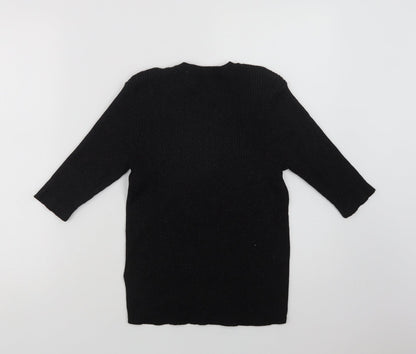 Next Womens Black Crew Neck  Viscose Pullover Jumper Size 8