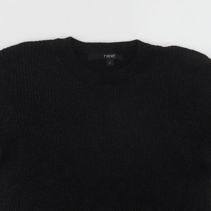 Next Womens Black Crew Neck  Viscose Pullover Jumper Size 8