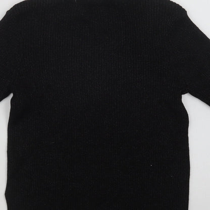 Next Womens Black Crew Neck  Viscose Pullover Jumper Size 8