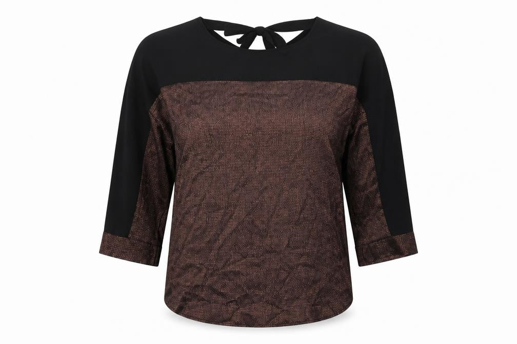 Oasis Womens Black Colourblock Polyester Basic Blouse Size S Round Neck