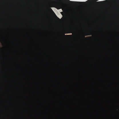 Oasis Womens Black Colourblock Polyester Basic Blouse Size S Round Neck