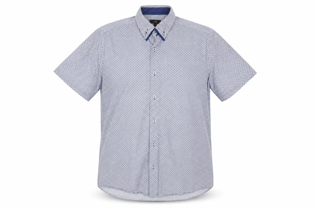 NEXT Mens Blue Geometric Cotton  Button-Up Size L Collared Button