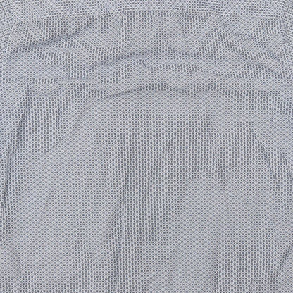 Next Mens Blue Geometric Cotton  Button-Up Size L Collared Button