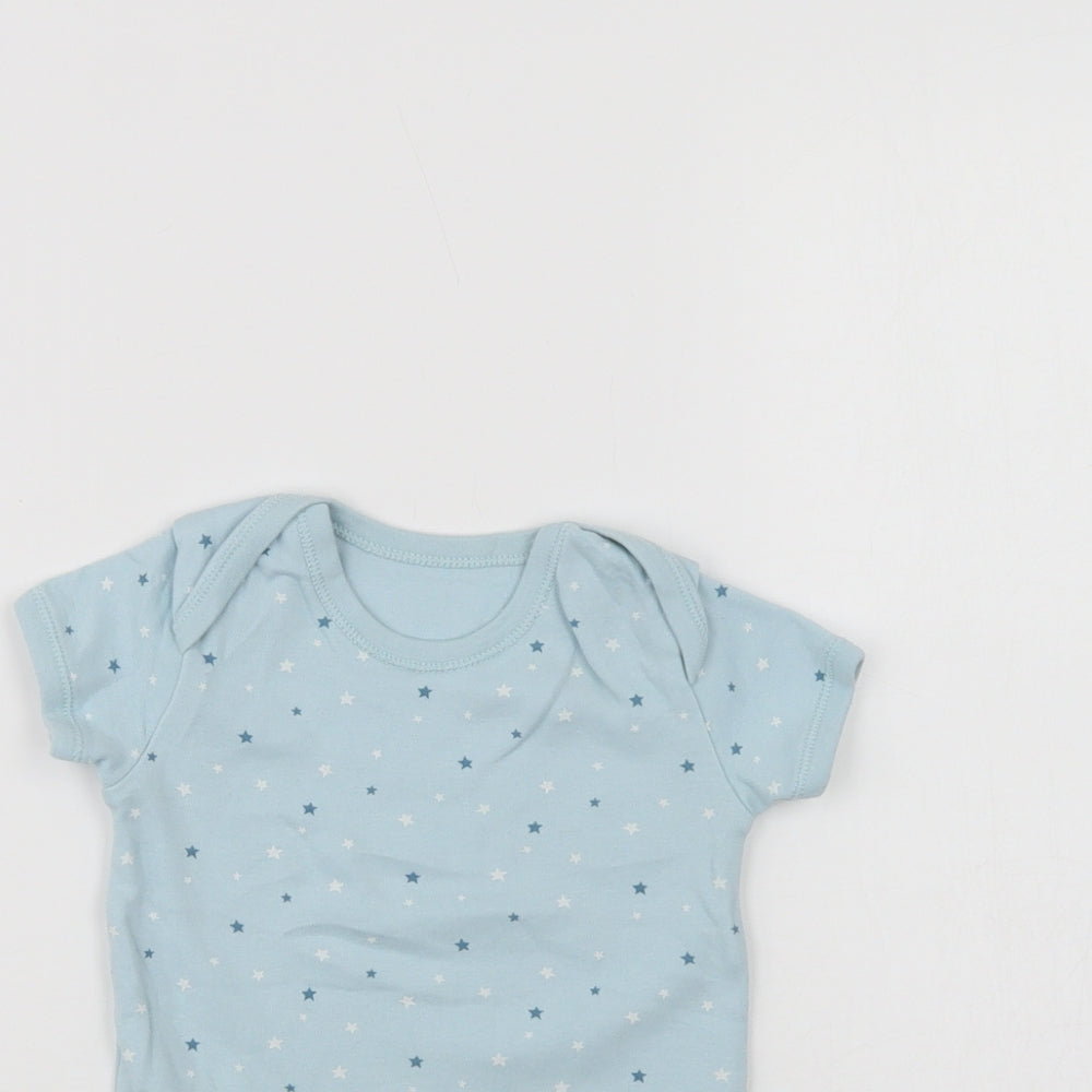 Matalan Baby Blue Geometric Cotton Babygrow One-Piece Size 12-18 Months  Snap - Star Print