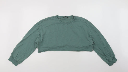SheIn Womens Green  Cotton Pullover Sweatshirt Size XL   - Cropped