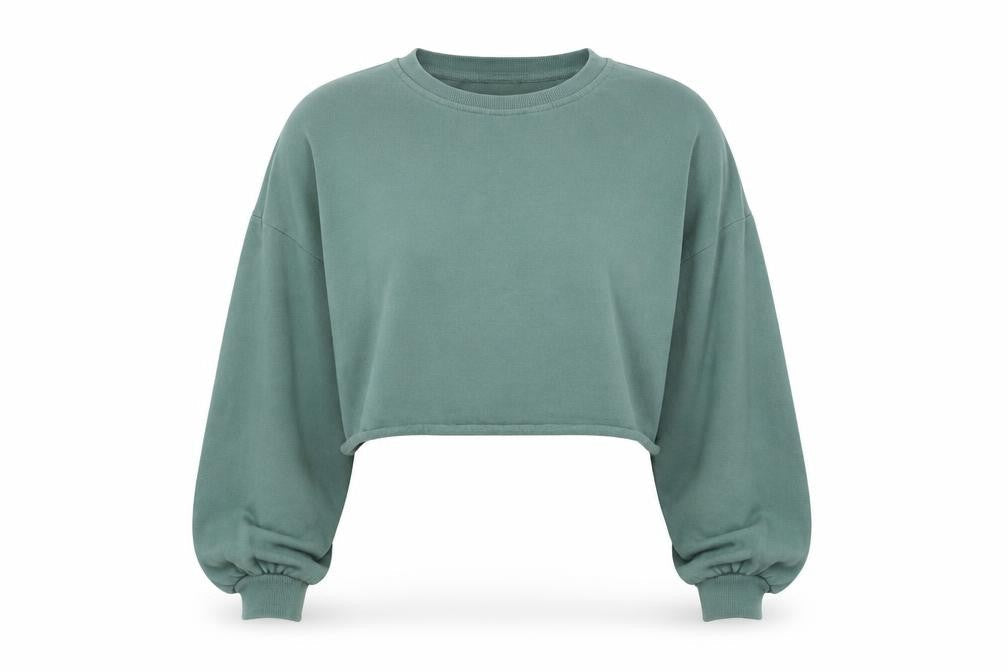 SheIn Womens Green  Cotton Pullover Sweatshirt Size XL   - Cropped