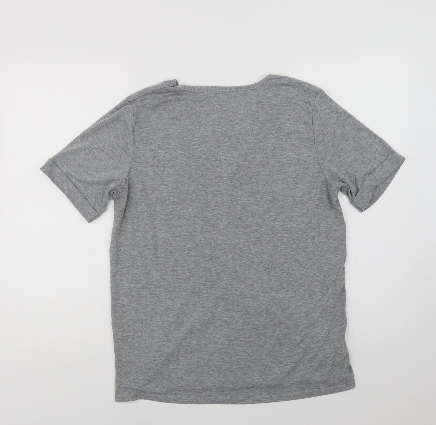 Nasty Gal Womens Grey  Viscose Basic T-Shirt Size M V-Neck