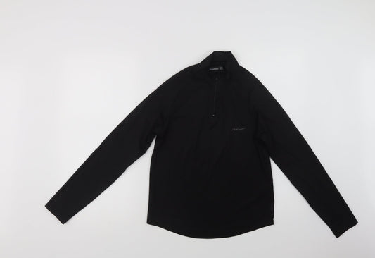 Boohoo Womens Black  Polyester Henley Sweatshirt Size 10  Zip