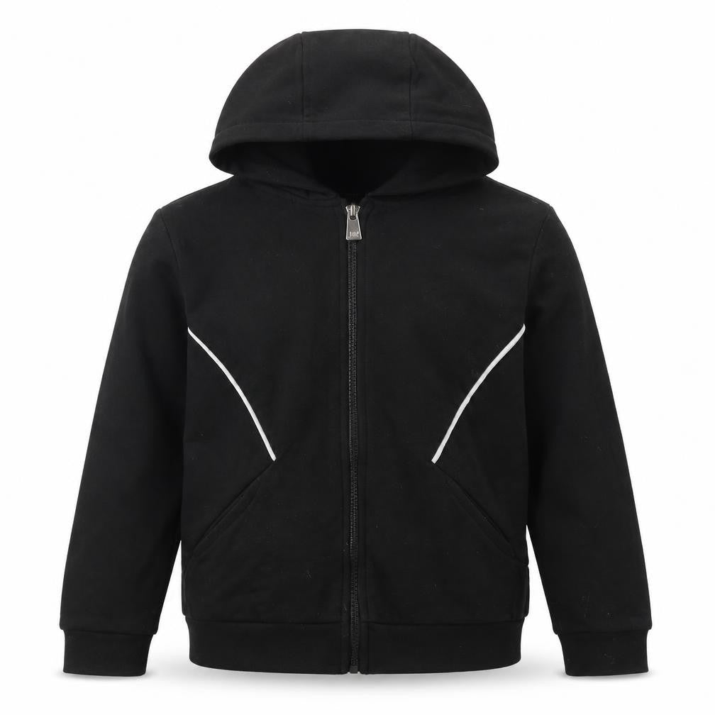 Jeff&Co Boys Black  Cotton Full Zip Hoodie Size 7-8 Years  Zip
