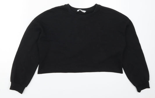 SheIn Girls Black  Cotton Pullover Sweatshirt Size 11-12 Years  Pullover