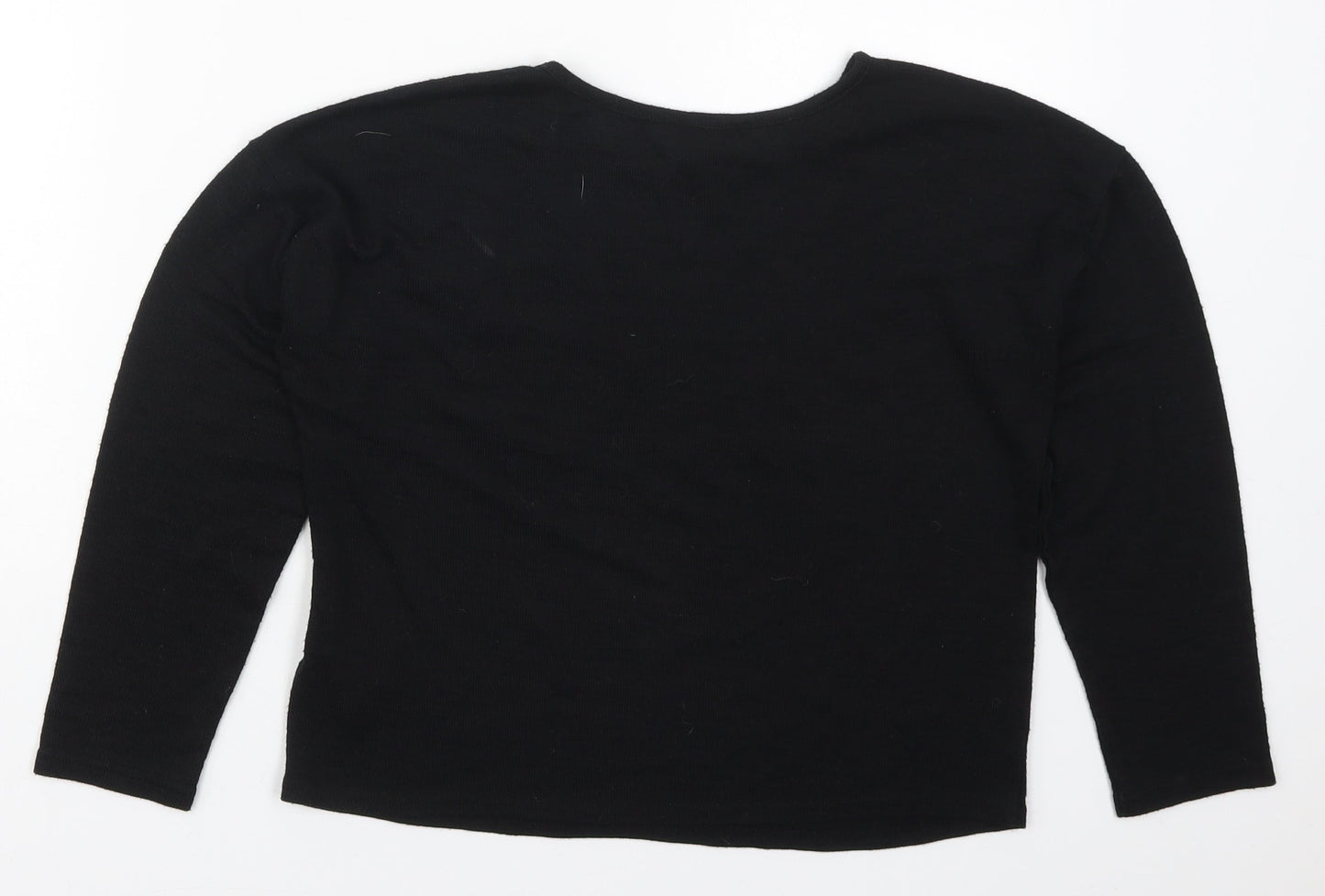New Look Girls Black  Polyester Basic T-Shirt Size 14-15 Years Crew Neck Pullover - Abstract